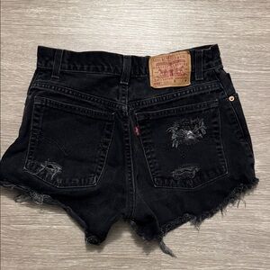 Levi's Distressed Black Jean Shorts